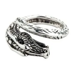 Bikerringshop Sterling Silver Dragon Mens Band Ring -Outlet Rings Store dragon band ring 7