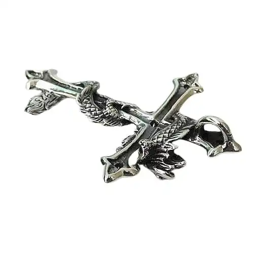 Bikerringshop Sterling Silver Dragon Cross Pendant 8 Bikerringshop Sterling Silver Dragon Cross Pendant - Image 6