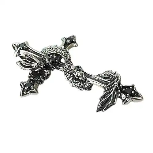 Bikerringshop Sterling Silver Dragon Cross Pendant 6 Bikerringshop Sterling Silver Dragon Cross Pendant - Image 4