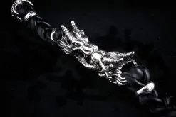 Bikerringshop Dragon Genuine Leather Mens Chain Bracelet 11 Bikerringshop Dragon Genuine Leather Mens Chain Bracelet -Outlet Rings Store dragon head genuine leather bracelet