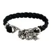 Bikerringshop Silver Dragon Head Leather Chain Bracelet -Outlet Rings Store dragon head leather bracelet