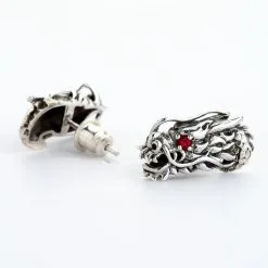 Bikerringshop Sterling Silver Dragon Head Stud Earrings -Outlet Rings Store dragon head stud earrings 2