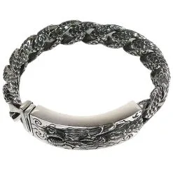 Bikerringshop 925 Sterling Silver Dragon ID Biker Men's Bracelet 13 Bikerringshop 925 Sterling Silver Dragon ID Biker Men's Bracelet -Outlet Rings Store dragon id bracelet 3