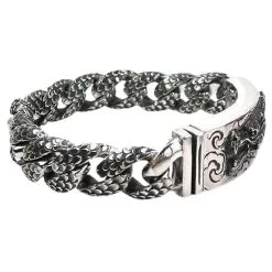 Bikerringshop 925 Sterling Silver Dragon ID Biker Men's Bracelet 16 Bikerringshop 925 Sterling Silver Dragon ID Biker Men's Bracelet -Outlet Rings Store dragon id bracelet 5