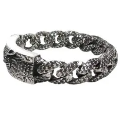 Bikerringshop 925 Sterling Silver Dragon ID Biker Men's Bracelet 17 Bikerringshop 925 Sterling Silver Dragon ID Biker Men's Bracelet -Outlet Rings Store dragon id bracelet 6