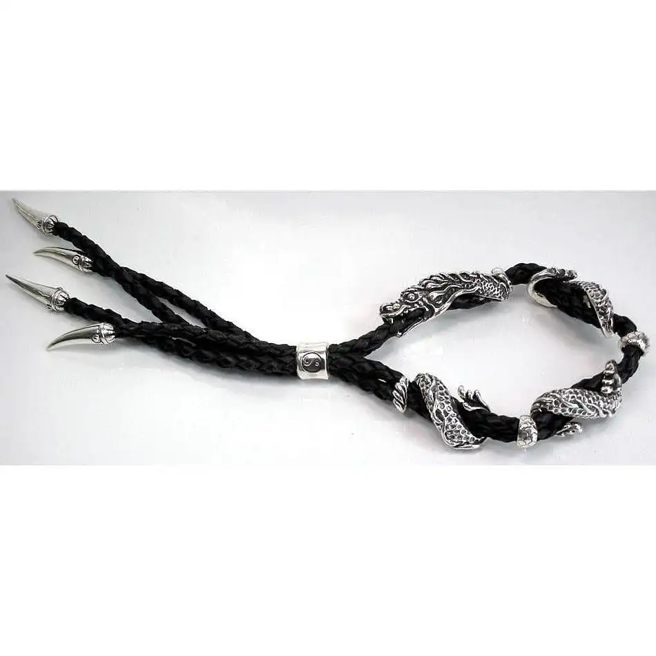 Bikerringshop Dragon Men's Genuine Leather Bracelets 4 Bikerringshop Dragon Men's Genuine Leather Bracelets - Image 2