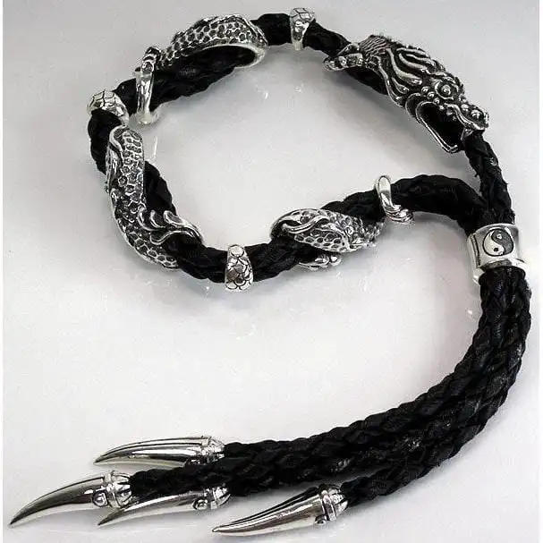 Bikerringshop Dragon Men's Genuine Leather Bracelets 6 Bikerringshop Dragon Men's Genuine Leather Bracelets - Image 4