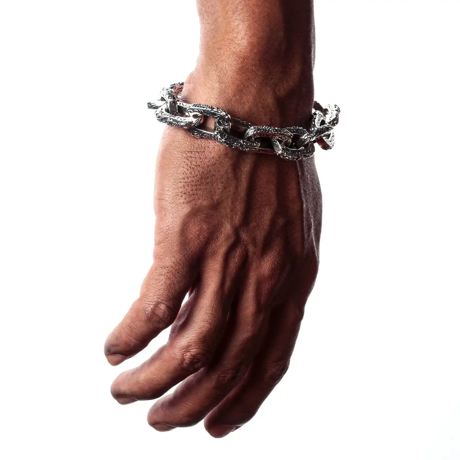 Bikerringshop Sterling Silver Dragon Link Mens Bracelet 9 Bikerringshop Sterling Silver Dragon Link Mens Bracelet - Image 7