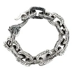 Bikerringshop Sterling Silver Dragon Link Mens Bracelet 20 Bikerringshop Sterling Silver Dragon Link Mens Bracelet -Outlet Rings Store dragon link bracelet 2