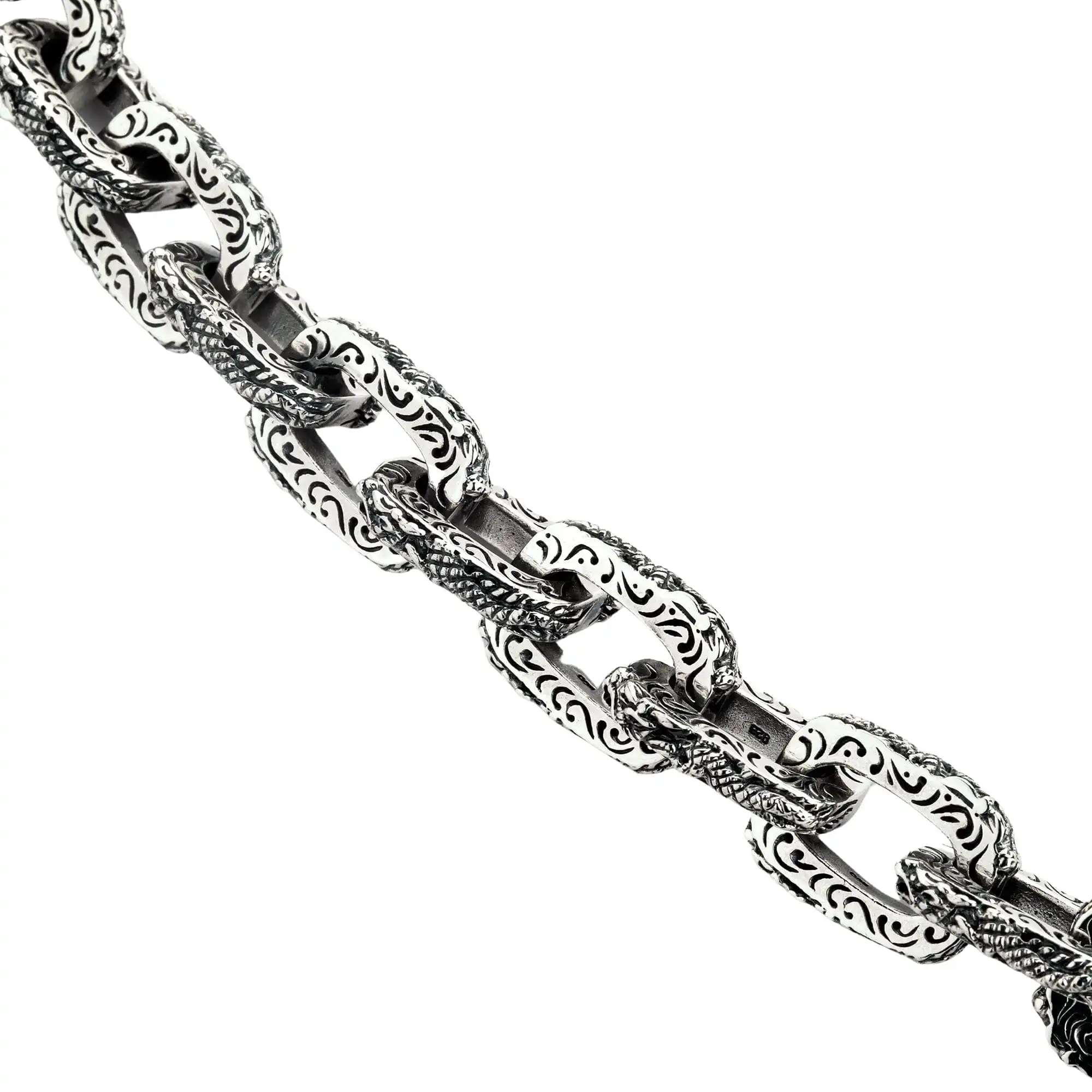 Bikerringshop Sterling Silver Dragon Link Mens Bracelet 10 Bikerringshop Sterling Silver Dragon Link Mens Bracelet - Image 8