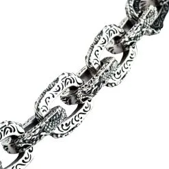 Bikerringshop Sterling Silver Dragon Link Mens Bracelet 17 Bikerringshop Sterling Silver Dragon Link Mens Bracelet -Outlet Rings Store dragon link bracelet 5