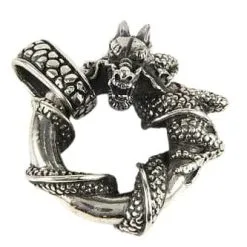 Bikerringshop Sterling Silver Dragon Loop Pendant