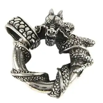 Bikerringshop Sterling Silver Dragon Loop Pendant 3 Bikerringshop Sterling Silver Dragon Loop Pendant