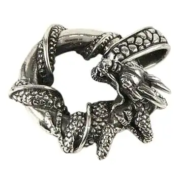 Bikerringshop Sterling Silver Dragon Loop Pendant 5 Bikerringshop Sterling Silver Dragon Loop Pendant - Image 3