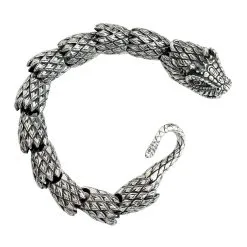 Bikerringshop Sterling Silver Dragon Mens Bracelet