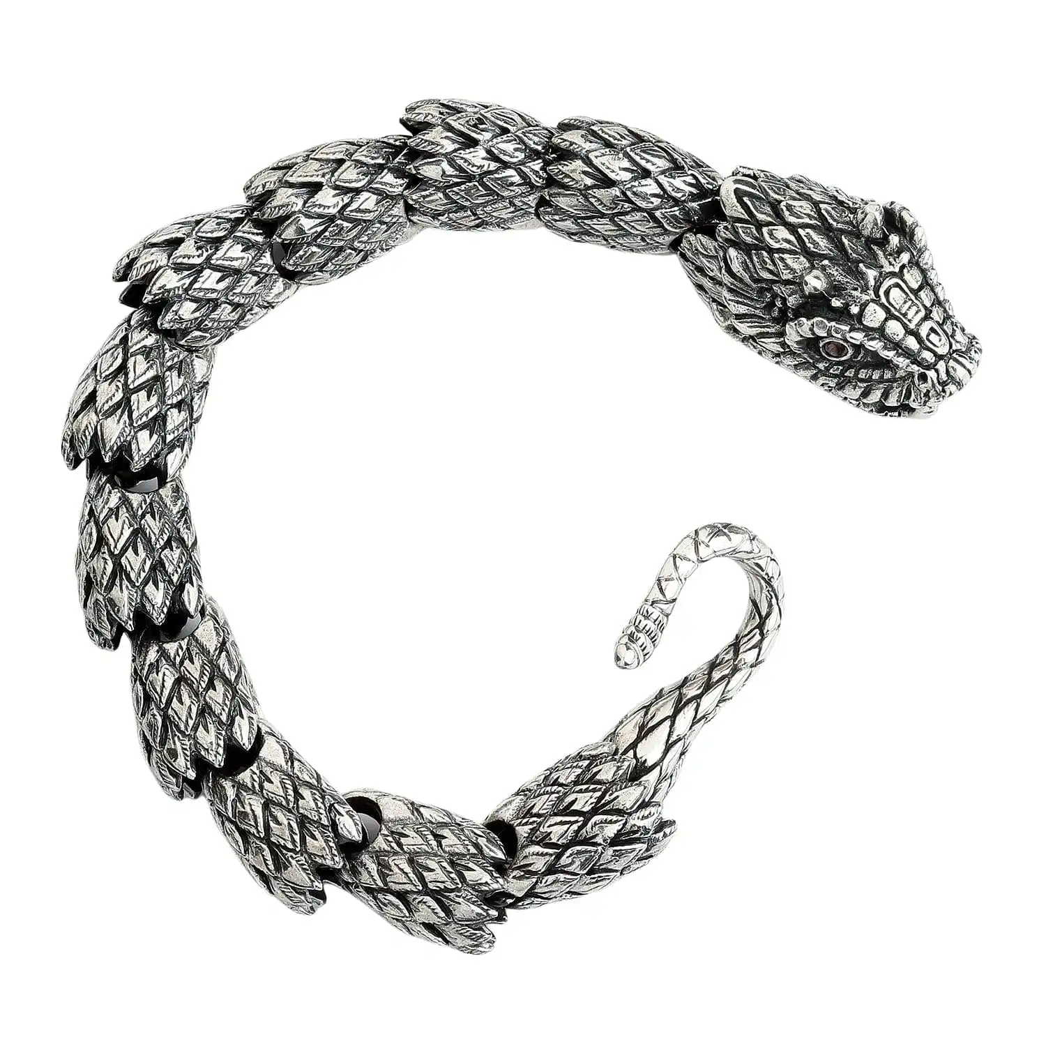 Bikerringshop Sterling Silver Dragon Mens Bracelet 3 Bikerringshop Sterling Silver Dragon Mens Bracelet