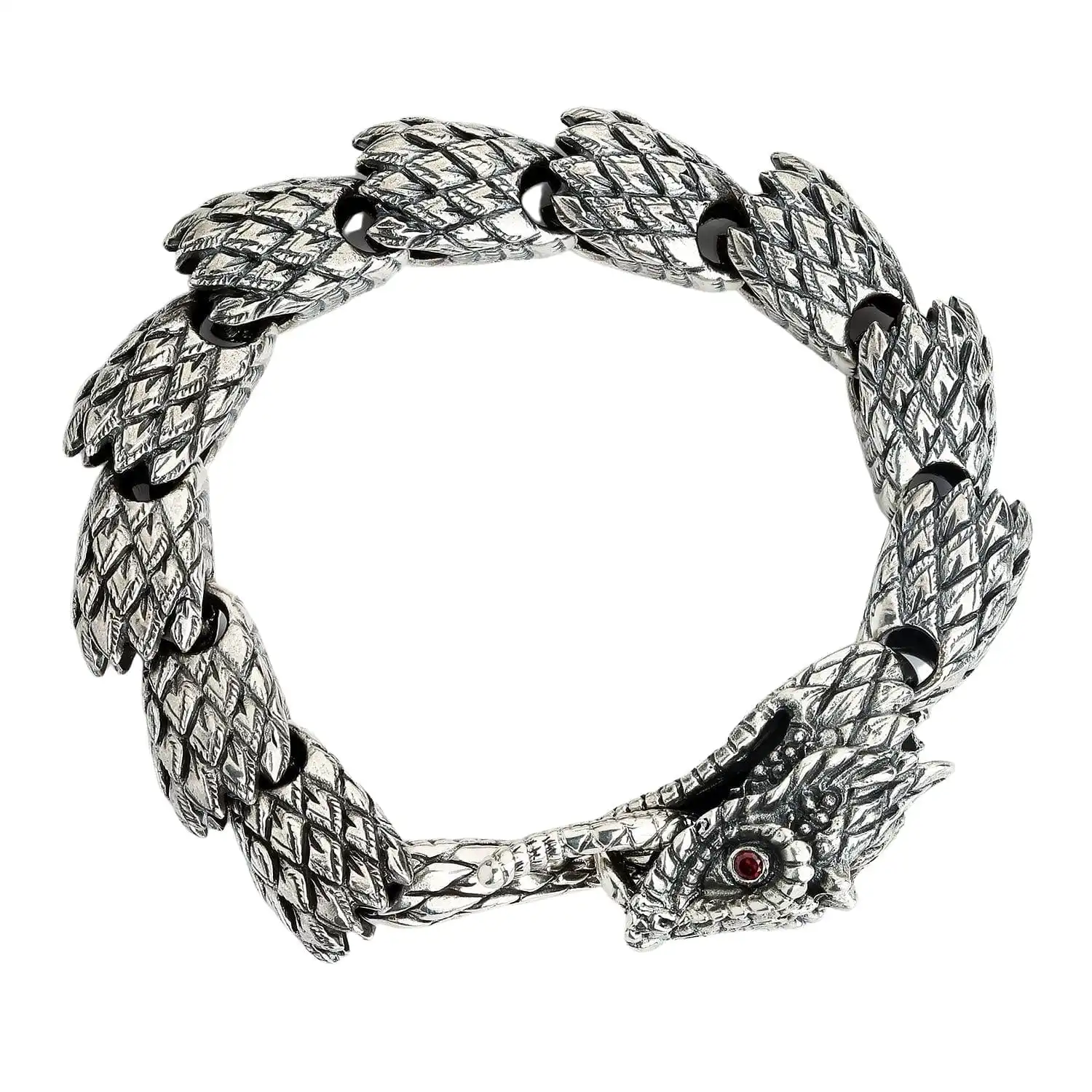 Bikerringshop Sterling Silver Dragon Mens Bracelet 9 Bikerringshop Sterling Silver Dragon Mens Bracelet - Image 7