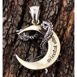 Bikerringshop Sterling Silver Japanese Dragon Moon Pendants -Outlet Rings Store dragon moon pendants 3