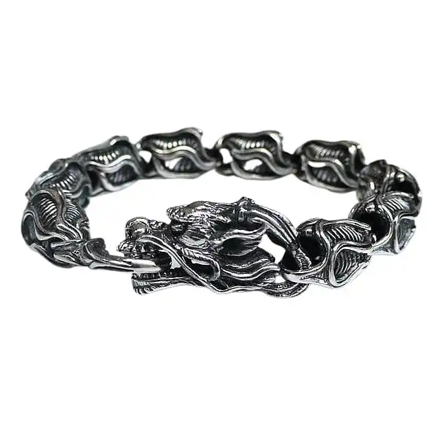Bikerringshop Dragon Sterling Silver Biker Bracelet 6 Bikerringshop Dragon Sterling Silver Biker Bracelet - Image 4