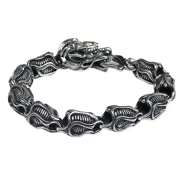 Bikerringshop Dragon Sterling Silver Biker Bracelet 7 Bikerringshop Dragon Sterling Silver Biker Bracelet - Image 5