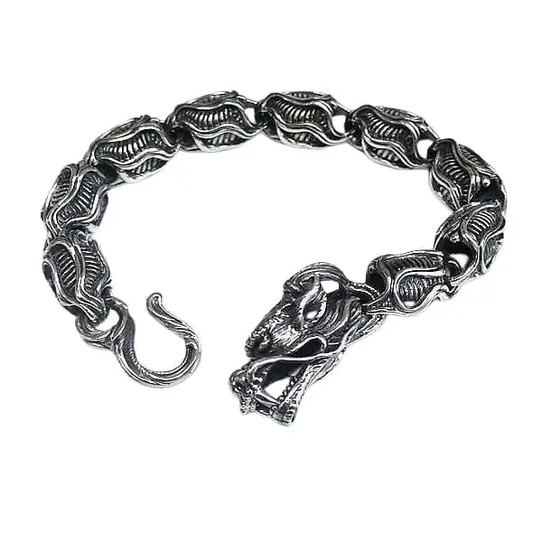 Bikerringshop Dragon Sterling Silver Biker Bracelet 8 Bikerringshop Dragon Sterling Silver Biker Bracelet - Image 6