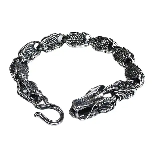 Bikerringshop Dragon Sterling Silver Biker Bracelet 9 Bikerringshop Dragon Sterling Silver Biker Bracelet - Image 7