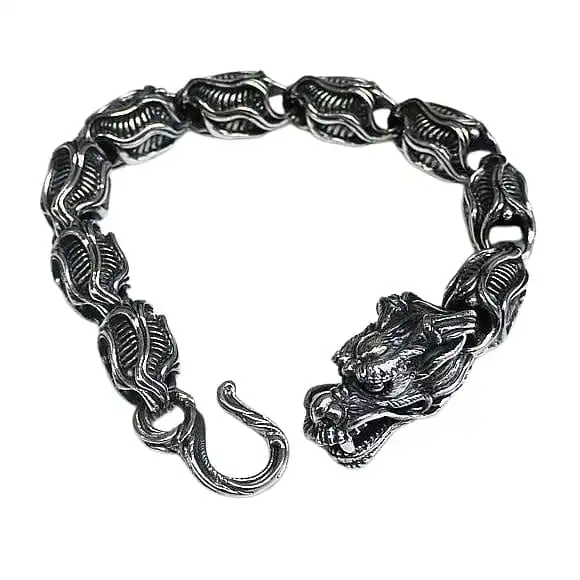 Bikerringshop Dragon Sterling Silver Biker Bracelet 10 Bikerringshop Dragon Sterling Silver Biker Bracelet - Image 8