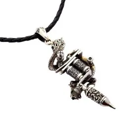 Bikerringshop Dragon Skull Tattoo Machine Gun Pendant -Outlet Rings Store dragon skull tattoo machine gun pendant 10