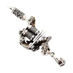 Bikerringshop Dragon Skull Tattoo Machine Gun Pendant -Outlet Rings Store dragon skull tattoo machine gun pendant 4
