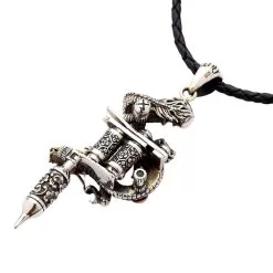 Bikerringshop Dragon Skull Tattoo Machine Gun Pendant -Outlet Rings Store dragon skull tattoo machine gun pendant 9