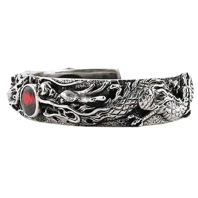 Bikerringshop Dragon Mens Sterling Silver Cuff Bracelet 6 Bikerringshop Dragon Mens Sterling Silver Cuff Bracelet - Image 4