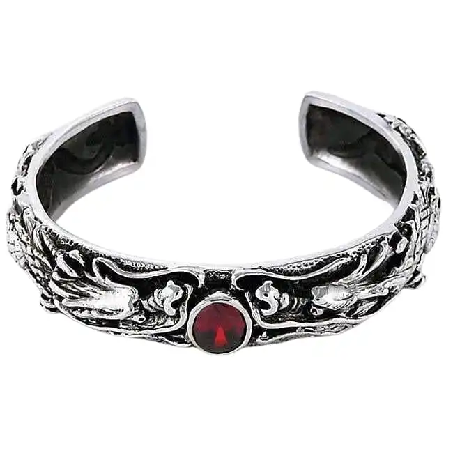 Bikerringshop Dragon Mens Sterling Silver Cuff Bracelet 7 Bikerringshop Dragon Mens Sterling Silver Cuff Bracelet - Image 5