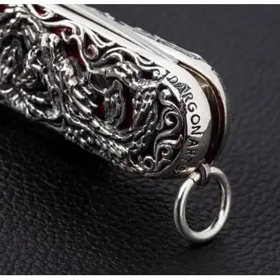 Bikerringshop Sterling Silver Dragon Swiss Army Knife Pendant 11 Bikerringshop Sterling Silver Dragon Swiss Army Knife Pendant - Image 9