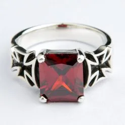 Bikerringshop Red Garnet Sterling Silver Iron Cross Ring -Outlet Rings Store e0480ed3 4f3f 4395 a3b8 7968d9f2e25f MZT60A