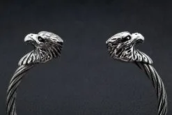 Bikerringshop Sterling Silver Woven Eagle Cuff Biker Bracelet -Outlet Rings Store eagle cuff harley biker