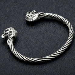 Bikerringshop Sterling Silver Woven Eagle Cuff Biker Bracelet -Outlet Rings Store eagle cuff head bracelet