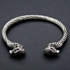 Bikerringshop Sterling Silver Woven Eagle Cuff Biker Bracelet