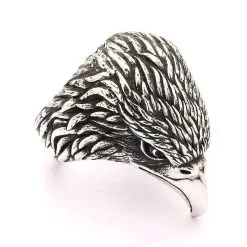 Bikerringshop Sterling Silver Harley Eagle Head Biker Ring -Outlet Rings Store eagle head biker ring 5