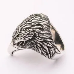 Bikerringshop Sterling Silver Harley Eagle Head Biker Ring -Outlet Rings Store eagle head biker ring 7
