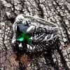 Bikerringshop Emerald Sterling Silver Claw Mens Gothic Ring 1 Bikerringshop Emerald Sterling Silver Claw Mens Gothic Ring -Outlet Rings Store emerald claw mens gothic ring