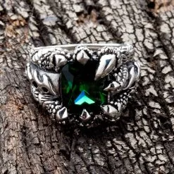 Bikerringshop Emerald Sterling Silver Claw Mens Gothic Ring 15 Bikerringshop Emerald Sterling Silver Claw Mens Gothic Ring -Outlet Rings Store emerald claw mens gothic ring 2