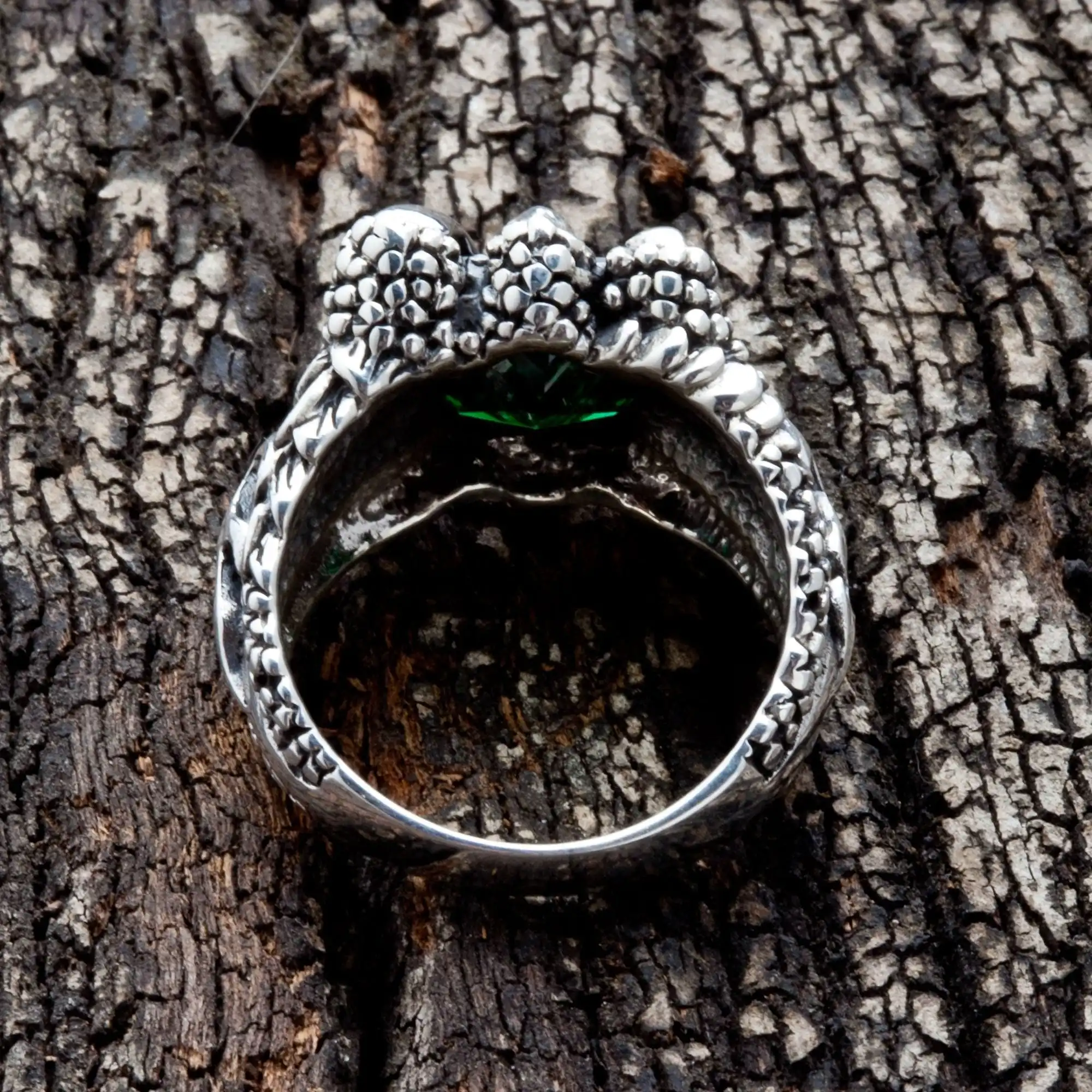 Bikerringshop Emerald Sterling Silver Claw Mens Gothic Ring 8 Bikerringshop Emerald Sterling Silver Claw Mens Gothic Ring - Image 6