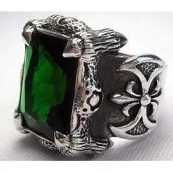 Bikerringshop Sterling Silver Emerald Dragon Claw Mens Ring -Outlet Rings Store emerald dragon claw ring 3