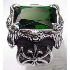 Bikerringshop Sterling Silver Emerald Dragon Claw Mens Ring -Outlet Rings Store emerald dragon claw ring 7
