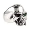 Bikerringshop Sterling Silver Emerald Green Eye Skull Mens Ring -Outlet Rings Store emerald skull mens ring