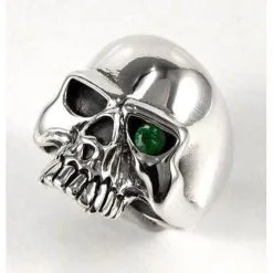 Bikerringshop Sterling Silver Emerald Green Eye Skull Mens Ring -Outlet Rings Store emerald skull mens ring 6