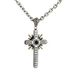 Bikerringshop Sterling Silver Evil Eye Cross Pendant Necklace -Outlet Rings Store evil eye cross necklace