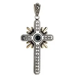 Bikerringshop Sterling Silver Evil Eye Cross Pendant Necklace