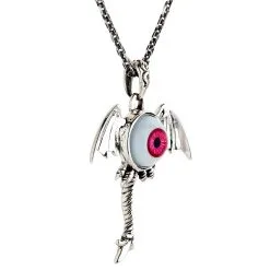 Bikerringshop Sterling Silver Red Evil Eye Gothic Wings Pendant 11 Bikerringshop Sterling Silver Red Evil Eye Gothic Wings Pendant -Outlet Rings Store evil eye gothic wings 3