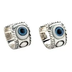Bikerringshop Sterling Silver Evil Eye Eyeball Ear Cuff Earrings